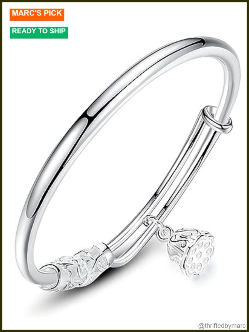 S925 Sterling Silver Bangle Bracelet Adjustable Elegant Women